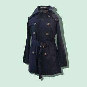 Navy Blue Trench Coat - 100% Cotton from Zenana Outfitters Size S